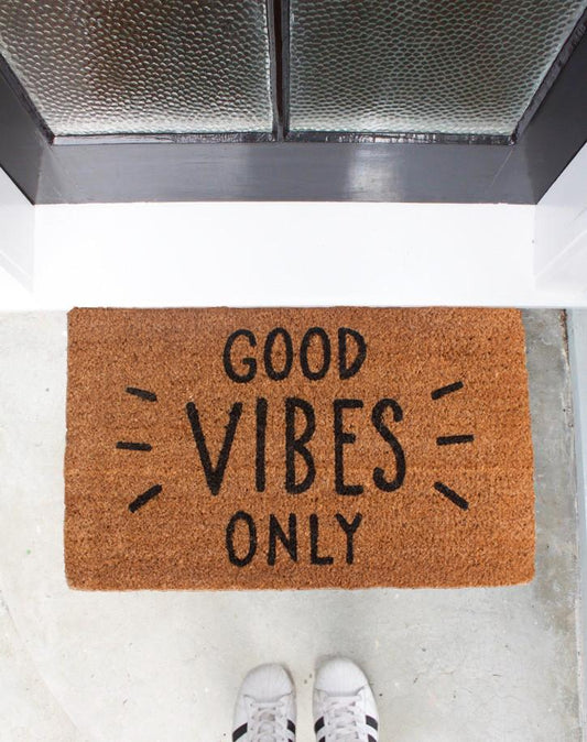 Good Vibes Only Black Text Doormat