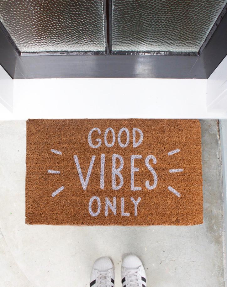 Good Vibes Only White Text Doormat